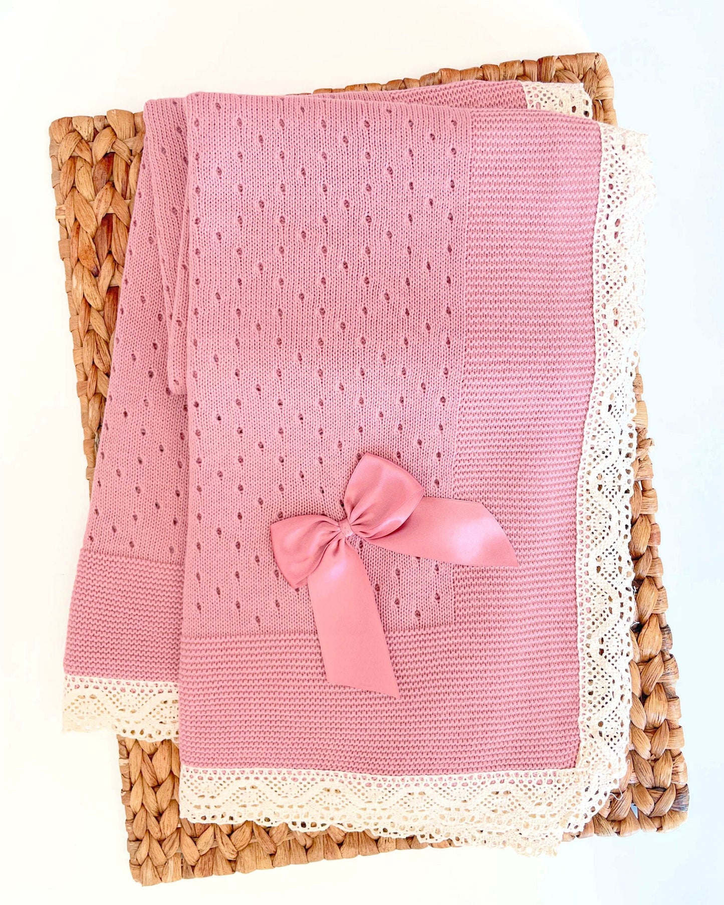 Manta Puntilla Rosa Viejo