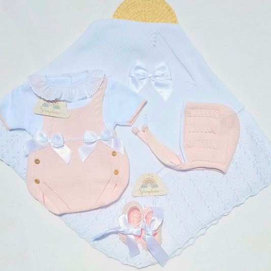 Canastilla de recibimiento Rosado & Blanco