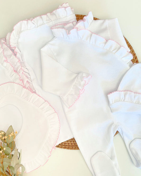 Kit de Recibimiento Blanco con Detalles Rosados