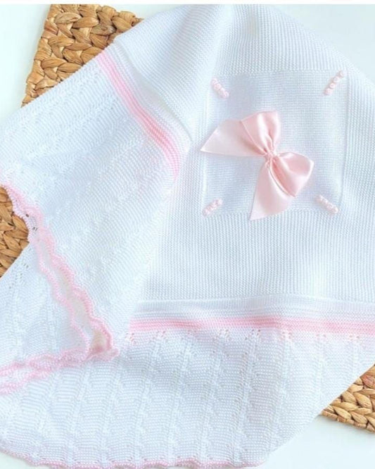 Manta Pétalo Blanco con Rosa