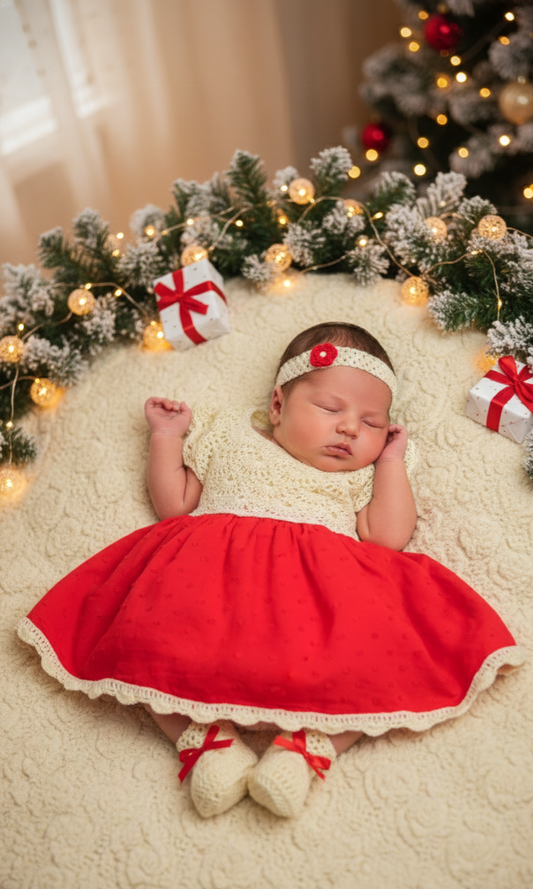 Vestido Canesu beige rojo
